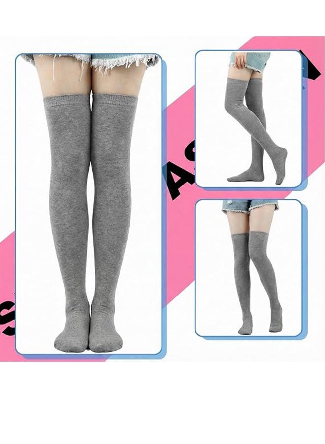 Quantum 2 Sets Women Girls Knitted Solid color Knee‑High Socks and Long Fingerless Arm Warmers, Cosplay Outfit Accessories for Halloween, Christmas and Theme Party - Image 5