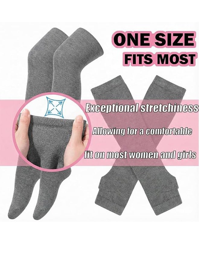 Quantum 2 Sets Women Girls Knitted Solid color Knee‑High Socks and Long Fingerless Arm Warmers, Cosplay Outfit Accessories for Halloween, Christmas and Theme Party - Image 2
