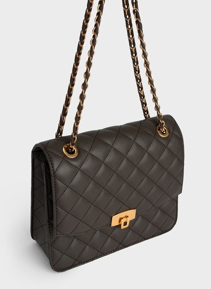 Charles & Keith Quilted Chain Strap Clutch camera bag - Image 3