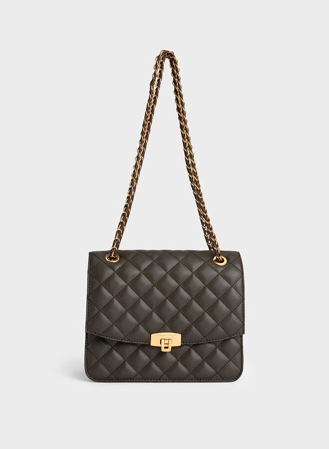 Charles & Keith Quilted Chain Strap Clutch camera bag - Image 1