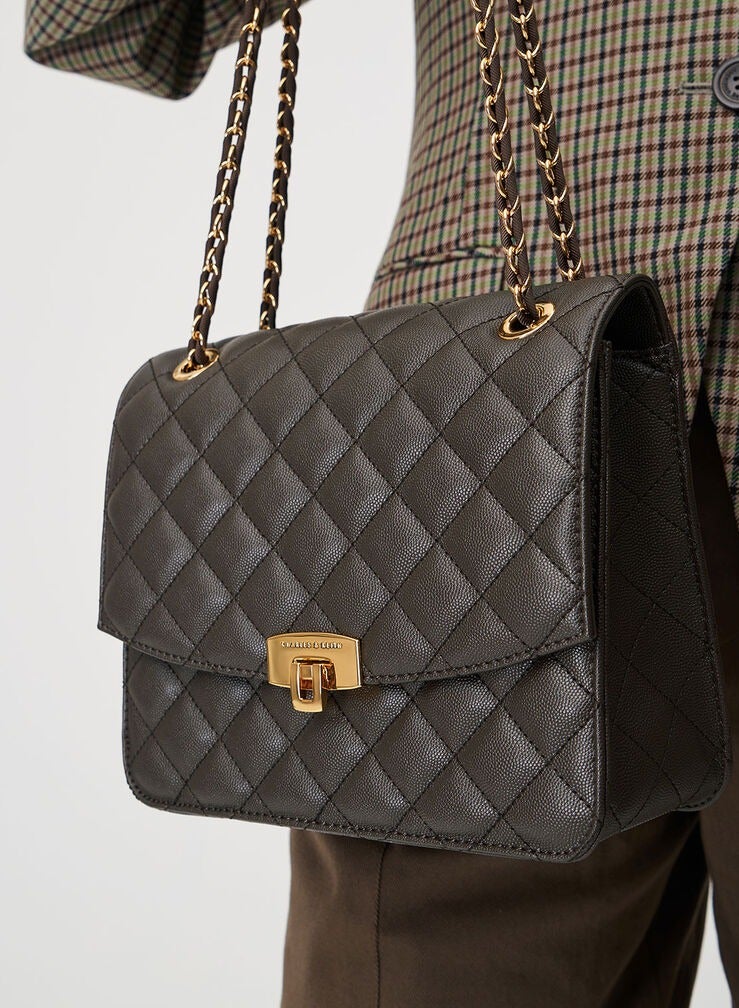 Charles & Keith Quilted Chain Strap Clutch camera bag - Image 2