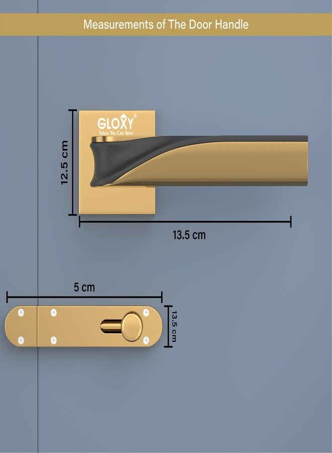GLOXY قفل باب GLOXY للأطفال، قفل باب الحمام، طقم مقابض بدون مفتاح مع مزلاج نحاسي للأطفال للمنزل | لون ذهبي وأسود (ضمان سنتين، عبوة من قطعة واحدة) - Image 5