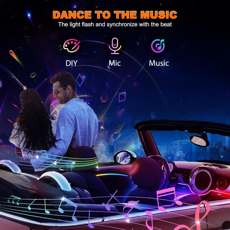 Jushope Interior LED Strip Lights, Acrylic Lights With Dynamic Dreamcolor Chasing, 10 in 1 Car Ambient Lighting Kits, 176 Inches 612 LEDs Music Sync Wireless APP and RF Remote Control - Image 5