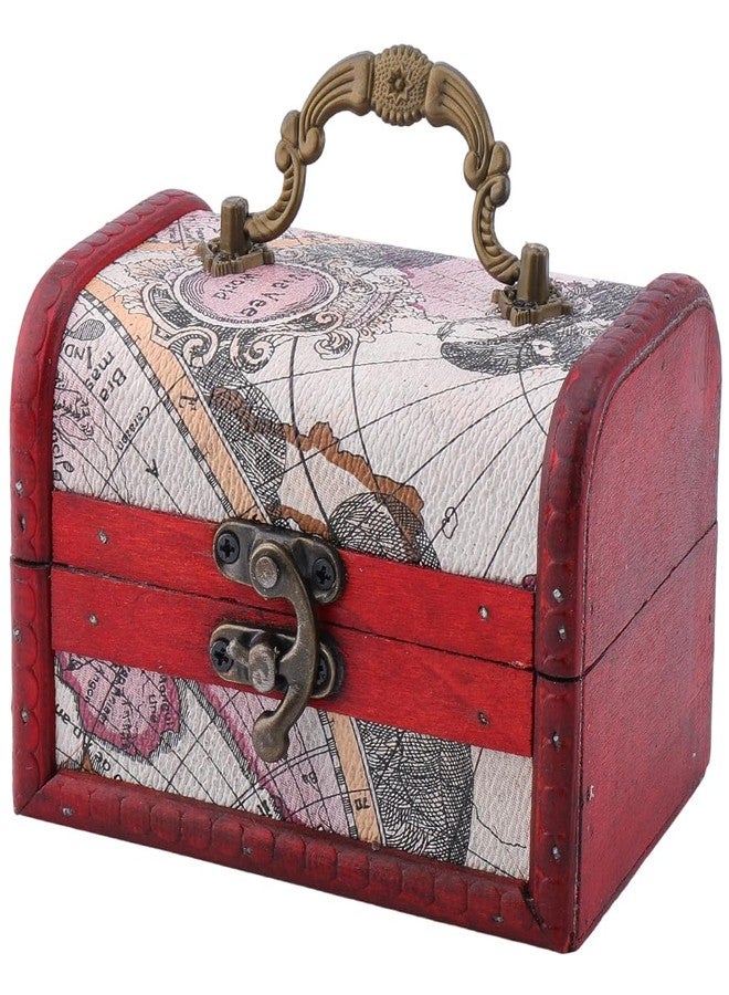 CALFOVERA Retro Pirate Treasure Chest Mini Vintage Wooden Jewelry Stroage Cases Keepsake Box Small European Decorative PU Leather Treasure Box with Handle for Jewelry Pearl Trinkets Birthday Gifts - Image 1