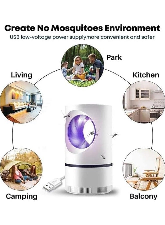 صاروخ فلاير مصيدة حشرات كهربائية قاتلة للبعوض والذباب، مصائد قاتلة للاستخدام الداخلي، مصيدة ذباب داخلية مطورة مزودة بضوء أزرق وأشعة فوق بنفسجية، مصائد البعوض للمنزل، مصيدة حشرات طائرة لذباب الفاكهة والنباتات (أبيض) - Image 4