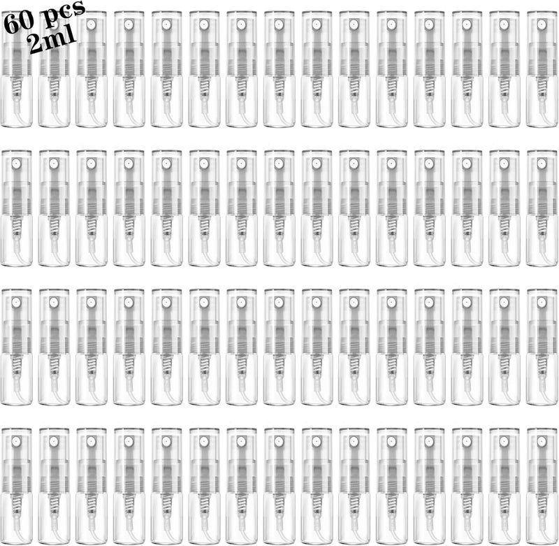 Csdtylh Mini Spray Bottle 2ml, Refillable Glass Spray Bottle, Glass Bottle Atomizer, Perfume Mouthwash Atomizer for Cleaning 2ml Refillable Container for Cleaning, Travel, Essential Oils, Perfume 60 Pcs, 2ml - Image 1