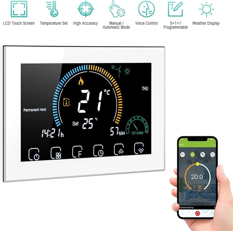 Smart WiFi Thermostat Switch Programmable LCD Touchscreen 16A White - Image 4