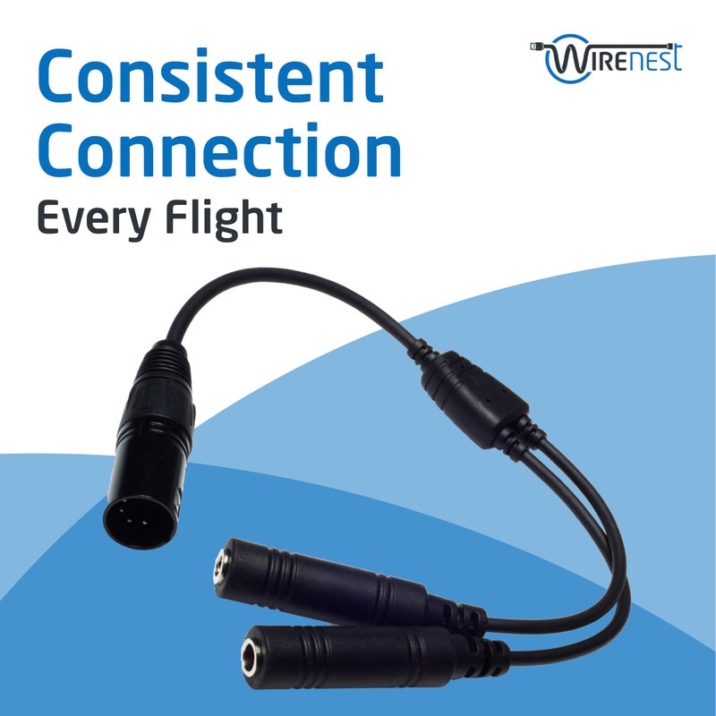 Wirenest GA Twin Plug to Airbus 5 Pin XLR Headset Adapter - Dual General Aviation PJ-055 (.206â€³) and PJ-068 (.25â€³) Jacks Connector - Compatible with Most Major Brand Pilot Headsets - Image 4