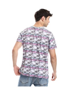 Andora Basic T-Shirt Round Neck Cotton Men Short Sleeve _Light Blue  - Image 3