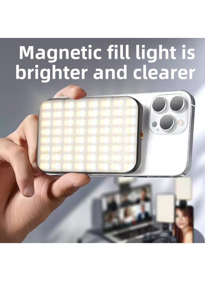 Generic Magnetic Absorption Fill Light LED Mobile Phone Photo Video Fill Light RBG Live Atmosphere Camera Pocket Light-Light Source Color:W80rgb Full Color + Clip  - Image 3