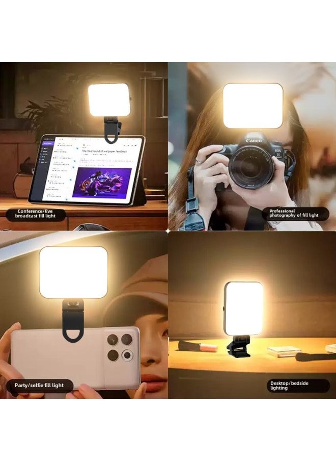 Generic Magnetic Absorption Fill Light LED Mobile Phone Photo Video Fill Light RBG Live Atmosphere Camera Pocket Light-Light Source Color:W80rgb Full Color + Clip  - Image 5