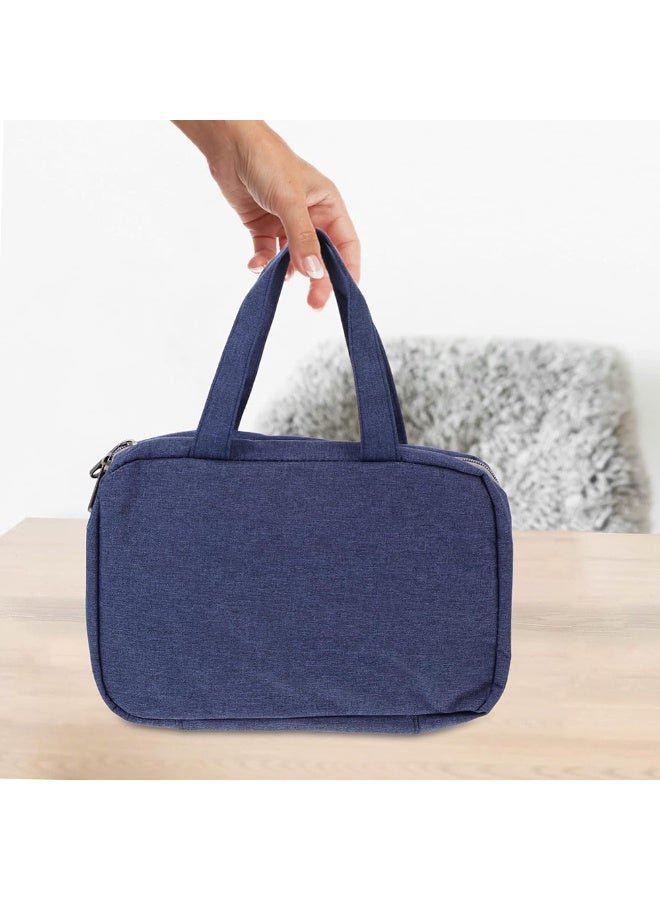 حقيبة أدوات الزينة للسفر بسعة كبيرة مع فصل جاف/رطب - منظم مكياج محمول وقابل للطي مع سحاب للإغلاق ومقبض علوي - Image 3