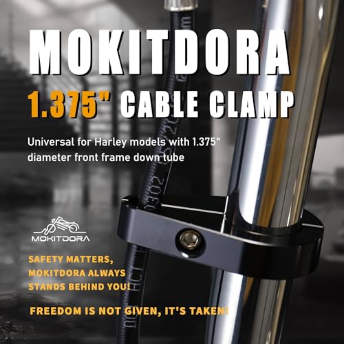 MoKitDora 1375 Handlebar or Frame Mount Clutch Throttle Cable Clamp or Brake Line Clips Universal for Harley 138 inch Diameter Bars Black - Image 3