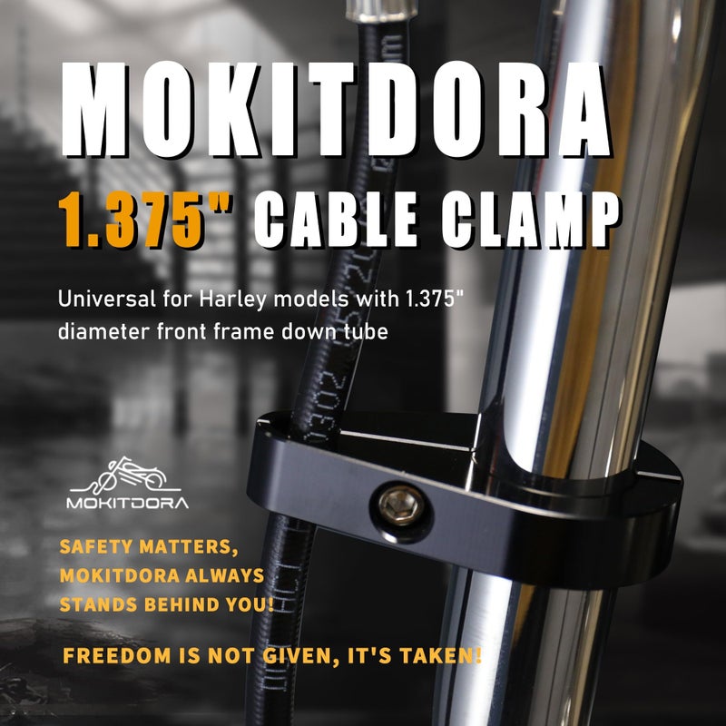 MoKitDora 1375 Handlebar or Frame Mount Clutch Throttle Cable Clamp or Brake Line Clips Universal for Harley 138 inch Diameter Bars Black - Image 4