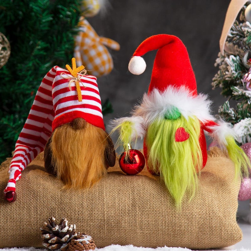 Bwfy Christmas Gnomes Decorations 2-Pack Handmade Swedish Tomte Plush Gnomes Scandinavian Santa Elf Christmas Table Tiered Tray Ornament Christmas Decor Gifts - Image 1