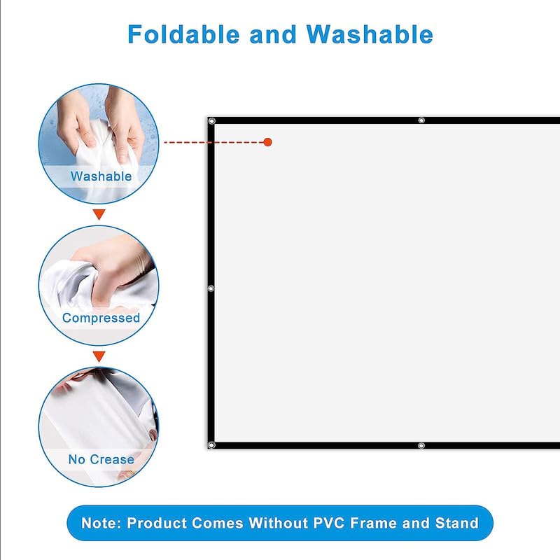 Vilro Projector Screen,4K HD 1:1 Portable Video Projector Screen Foldable Anti-Crease Indoor Outdoor Projection Screen for Home, Office, Classroom - (Size: - 8 Ft. x 8 Ft.) - Image 2
