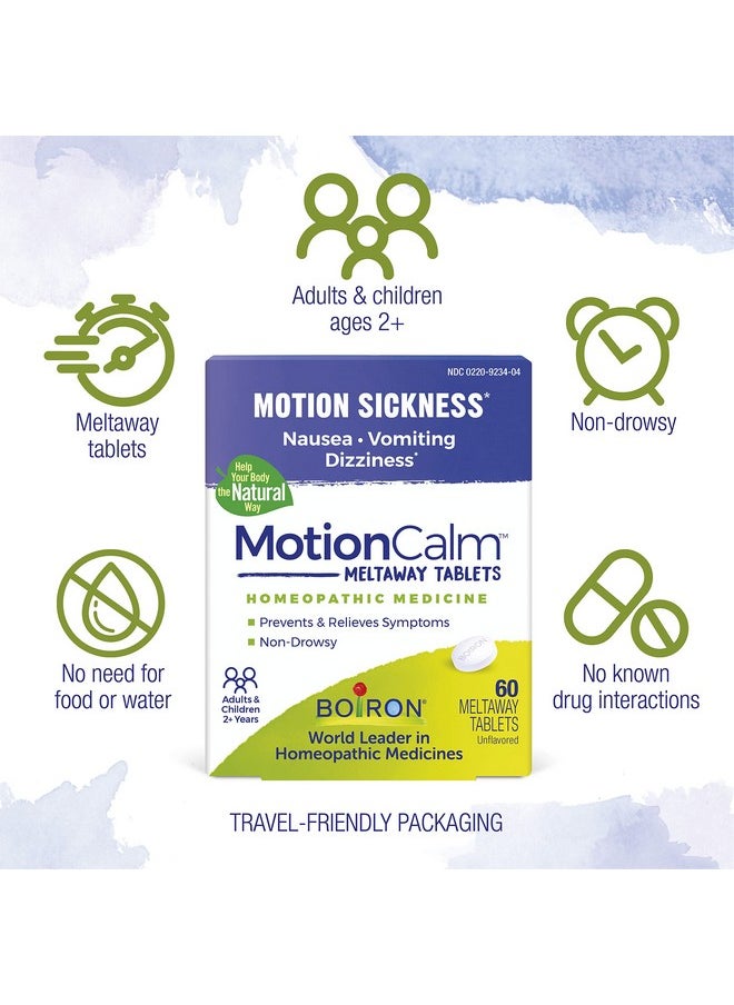 Boiron - Motioncalm Relief For Nausea Vomiting Or Dizziness Associated With Motion Sickness Due To Travel Amusement Rides And Video Games Or Vr Nondrowsy 60 Count - Image 1