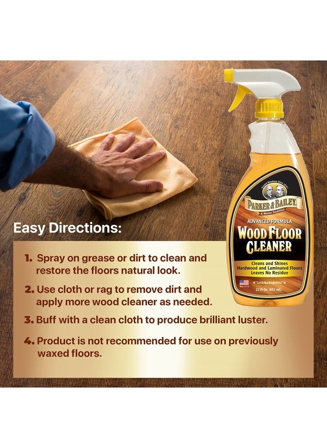 Parker & Bailey Wood Floor Cleaner – Use on Hardwood, Laminated or Faux Finished Floors. Shine Restorer Protector, Surface Cleaner Supplies Home Improvement, Natural Look, Cuts Grease 22 Oz  - Image 3