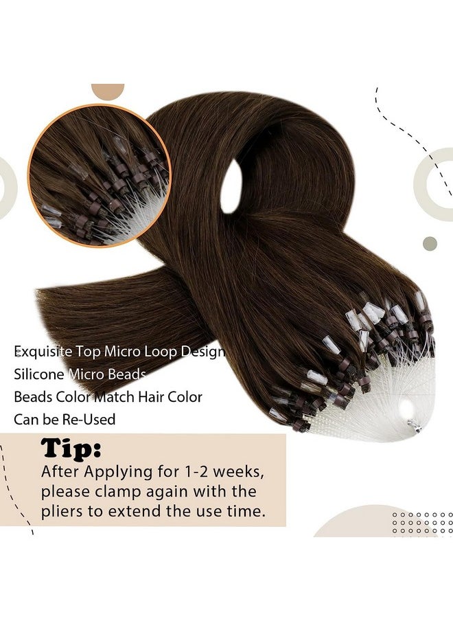 Easyouth - Brown Micro Link Hair Extensions Human Hair Micro Beads Hair Extensions Medium Brown Micro Ring Hair Extensions Human Hair Seamless 16Inch 4 50G/50S - Image 1