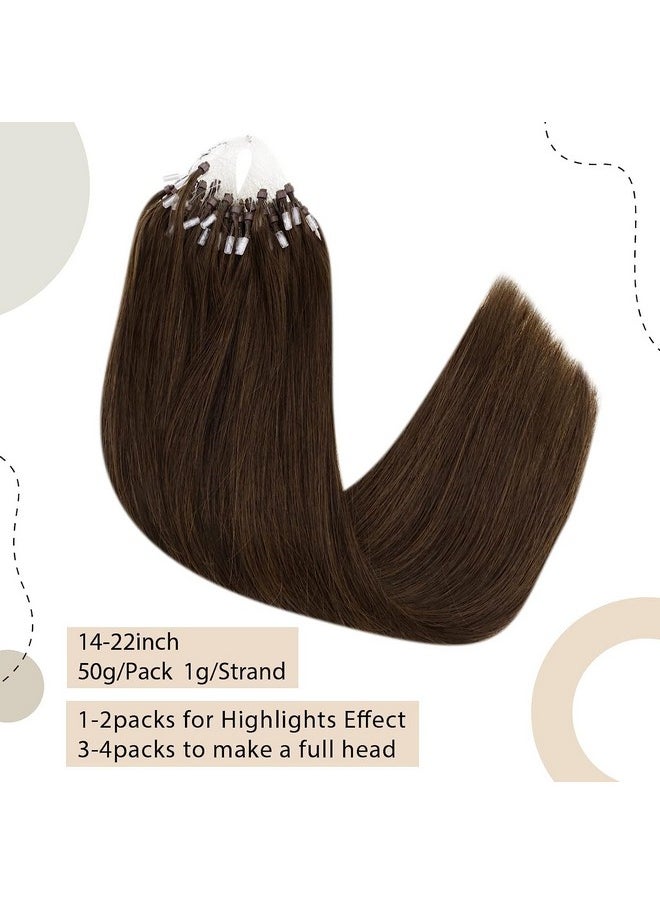 Easyouth - Brown Micro Link Hair Extensions Human Hair Micro Beads Hair Extensions Medium Brown Micro Ring Hair Extensions Human Hair Seamless 16Inch 4 50G/50S - Image 1