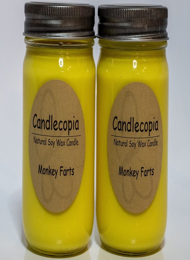 Candlecopia Monkey Farts Strongly Scented Hand Poured Premium Soy Candles, 12 Ounce Pewter Lid Canning Jar x 2-Pack