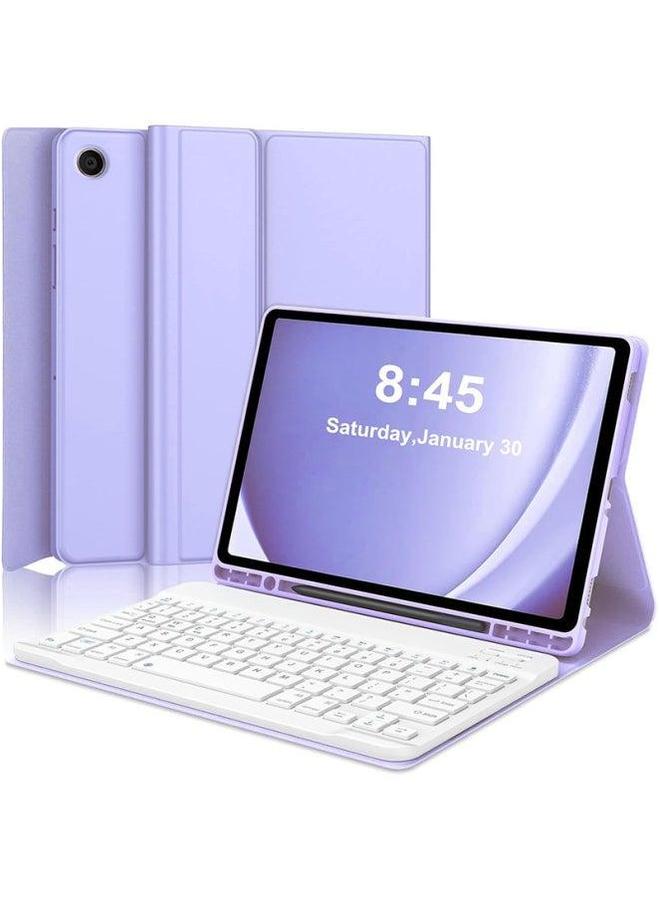For Samsung Tablet A9 Plus Touch Backlit Bluetooth Keyboard X210 Protective Case 216 Pen Slot Leather Silicone-Color:Light Purple + White Square Cap Keyboard-Product Type:Samsung Tab 11inch Sm-x210/x216/x218 - Image 1