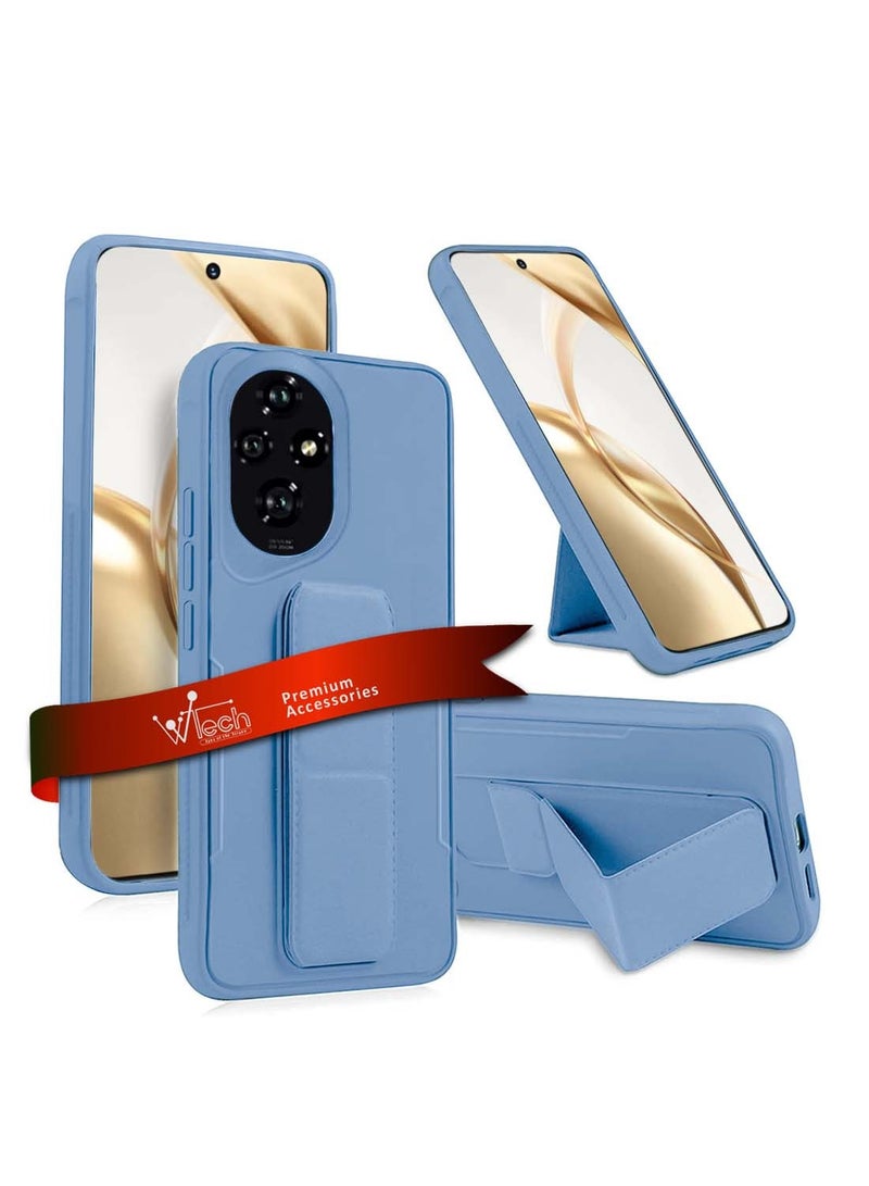 دبليو تيك Honor 200 5G 2024 مقبض يد مغناطيسي قابل للطي مع حزام معصم وقبضة إصبع مع غطاء جراب شفاه للكاميرا الحديثة من الحديد المدمج - أزرق سماوي - Image 1