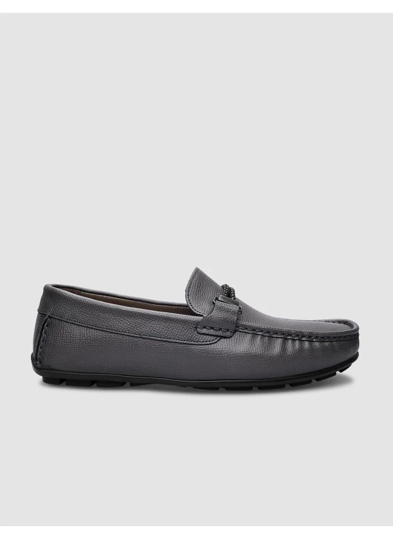 كاباني Leather Gray Buckle Men's Loafer