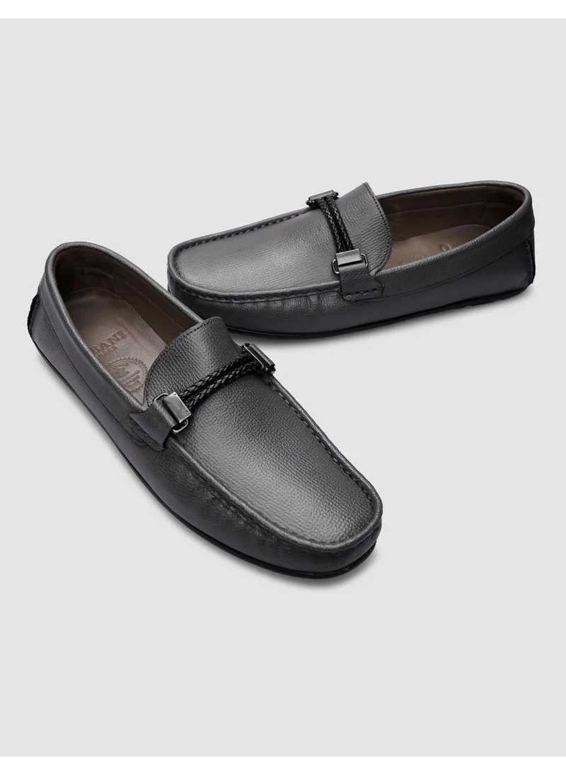 كاباني Leather Gray Buckle Men's Loafer