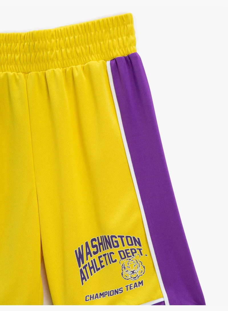 كوتون Basketball Shorts Elastic Waistband Printed