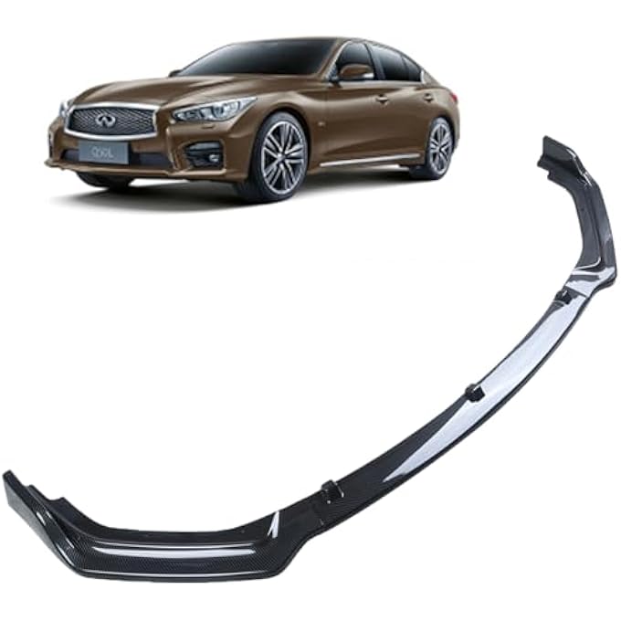 MUCO 3PCS New Front Bumper Front Lips Compatible with Infiniti Q50 Base 2018 2019 2020 2021 2022 2023 2024 Car Front Spoiler-Carbon Fiber Look Front Spoiler Not Fit Q50 Sport - Image 1