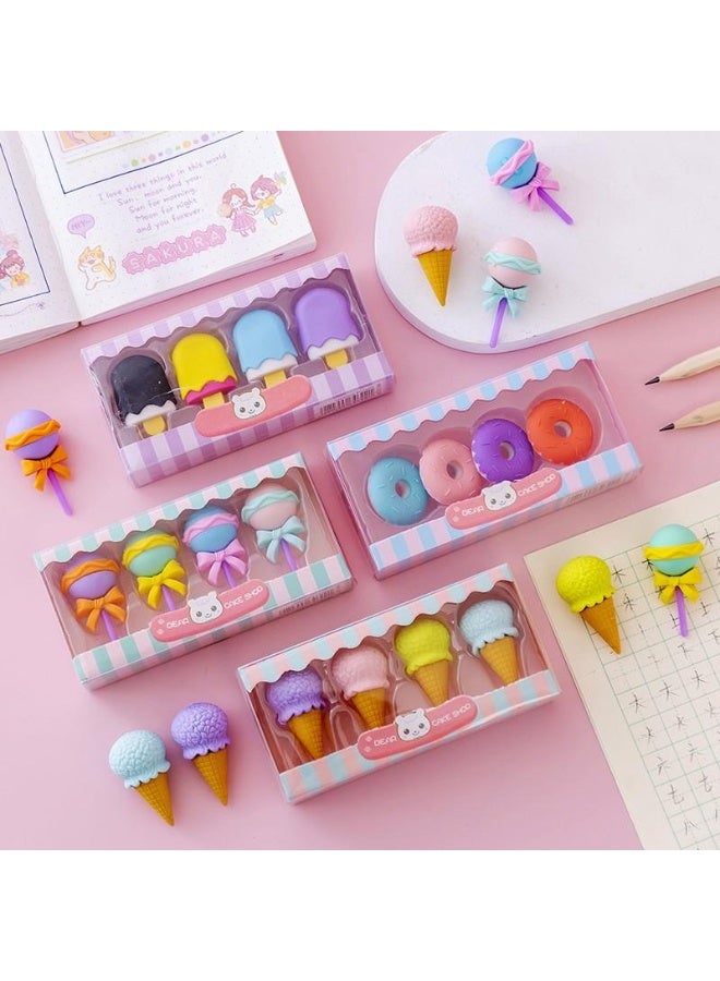 lovely Erasers 16 Pcs Novelty Erasers for Kids Girls Creative Macaron color Erasers for School Classroom Prizes Party Gifts icecream,donut Eraser Creative lovely Primary School Children's Eraser - Image 1