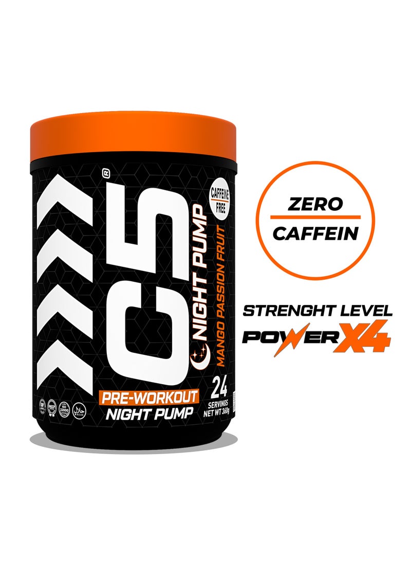 C5 Night Pump Pre Workout Powder Mango Passion Fruit- 24 Servings, Free Caffeine - Sugar Free-Zero Calories-Beta Alanine-Citrulline Malate, High-Performance PreWorkout Booster Supplement - Image 2