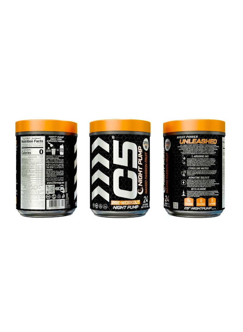 C5 Night Pump Pre Workout Powder Mango Passion Fruit- 24 Servings, Free Caffeine - Sugar Free-Zero Calories-Beta Alanine-Citrulline Malate, High-Performance PreWorkout Booster Supplement - Image 3