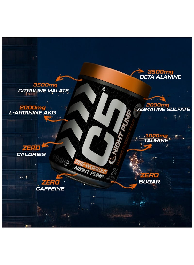 C5 Night Pump Pre Workout Powder Mango Passion Fruit- 24 Servings, Free Caffeine - Sugar Free-Zero Calories-Beta Alanine-Citrulline Malate, High-Performance PreWorkout Booster Supplement - Image 5