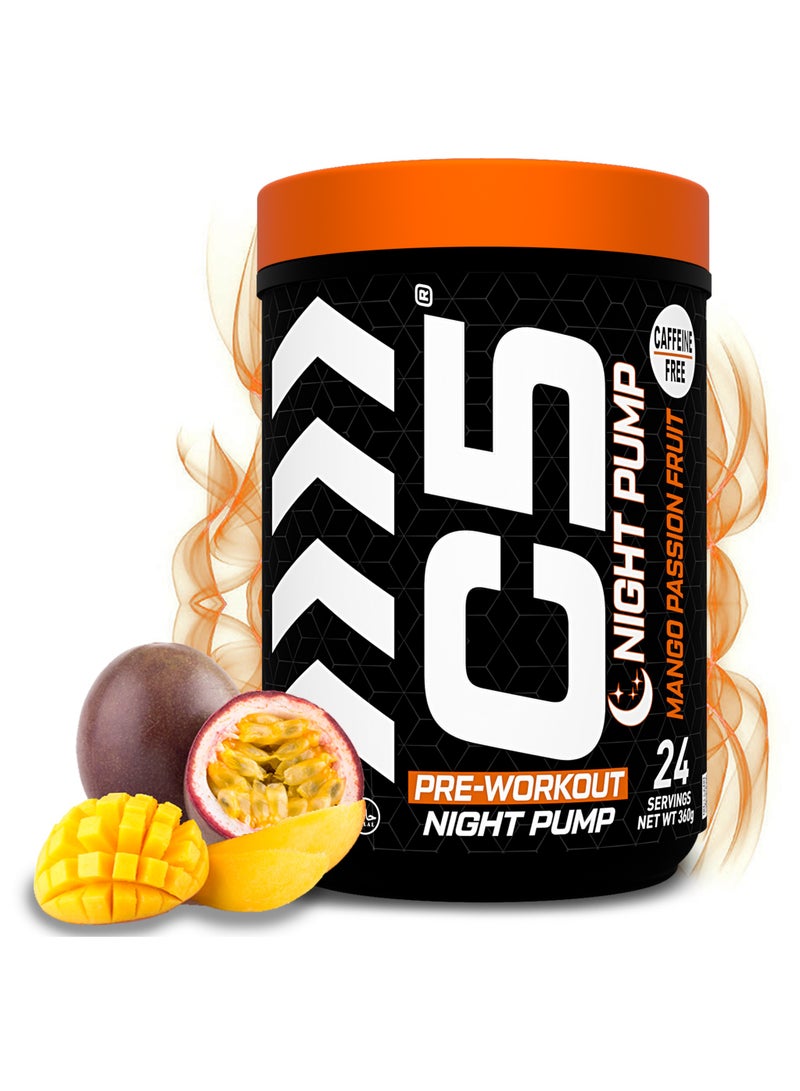 C5 Night Pump Pre Workout Powder Mango Passion Fruit- 24 Servings, Free Caffeine - Sugar Free-Zero Calories-Beta Alanine-Citrulline Malate, High-Performance PreWorkout Booster Supplement - Image 1