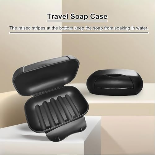 Vonpri Soap Holder Container, Portable Bar Soap Saver Scrubber Case for Bathroom and Kitchen (Black) - Image 3
