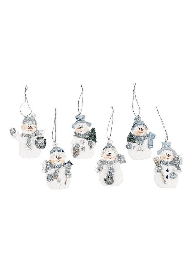 Fun Express Resin Blue Snowman Christmas Ornaments (Pack of 12) - Image 1