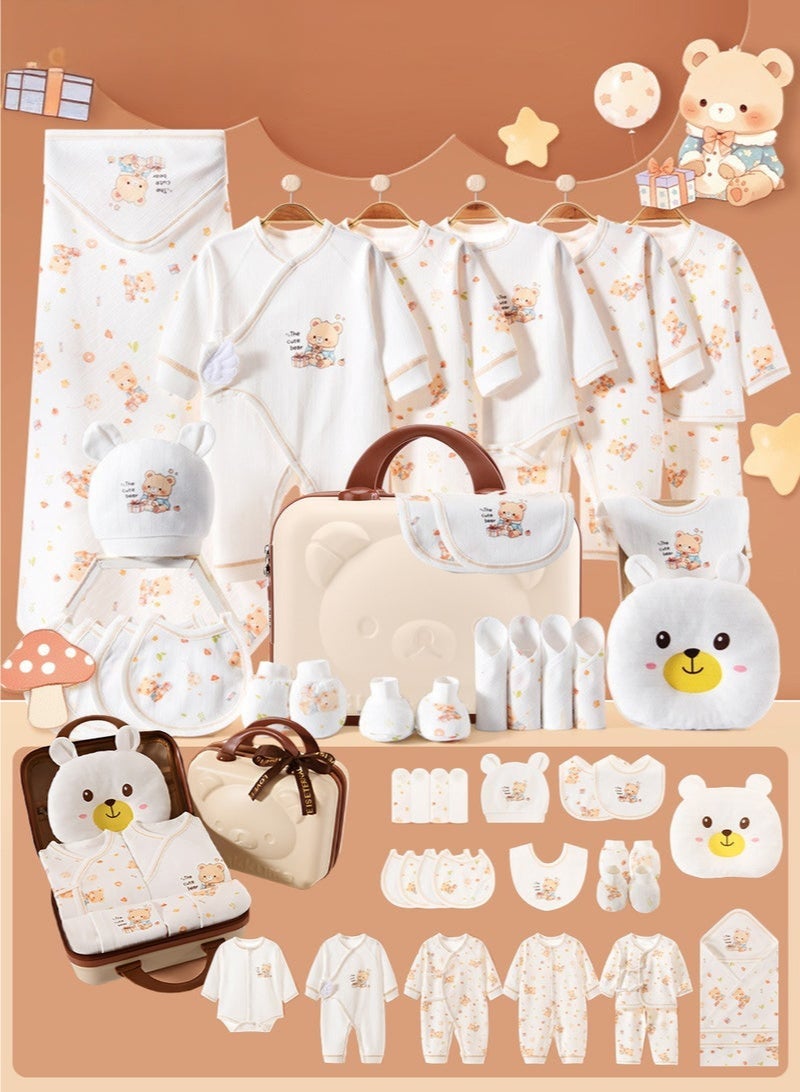 والالا مجموعة هدايا للأطفال حديثي الولادة، مجموعة هدايا لحديثي الولادة، مجموعة ملابس أطفال على شكل دب، مجموعة إكسسوارات للأولاد والبنات، مصنوعة من القطن الفاخر، صندوق هدايا مثالي مع حقيبة سفر جميلة لفصل الربيع والصيف والخريف والشتاء 66 سم - Image 1