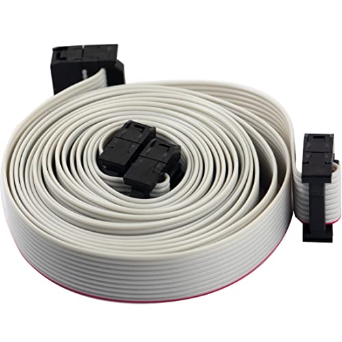 risingsaplings Flat Ribbon Cable 10 Pin 2x5 Female to Female IDC Ribbon Connector 0.1" Pitch 3.3FT (2pcs,Gray) - Image 2