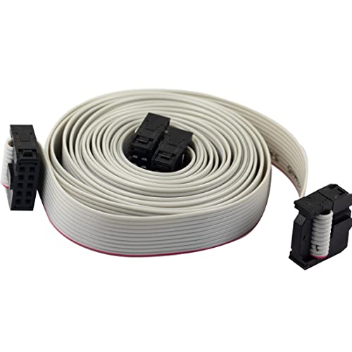 risingsaplings Flat Ribbon Cable 10 Pin 2x5 Female to Female IDC Ribbon Connector 0.1" Pitch 3.3FT (2pcs,Gray) - Image 3
