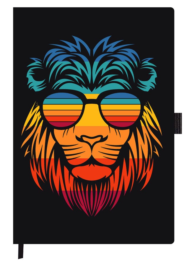 Theodor Designer A5 Thick Black Hardcover Notebook Lion - Image 1
