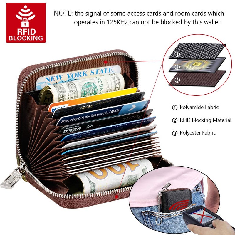 FurArt محفظة بطاقات الائتمان من FurArt، حافظة بطاقات بسحاب للرجال والنساء، مانعة لتسرب RFID، محفظة مع حلقة مفاتيح، حجم مدمج - Image 5