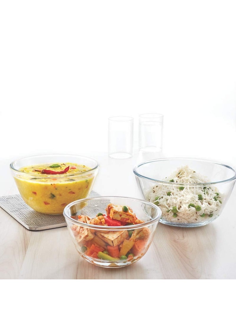 smart serve Smartserve Borosilicate Glass Mixing Bowl Set of 3 500ml 800ml 16L Oven Microwave Safe ScratchResistant Dishwasher Freezer Safe Versatile Durable Kitchen Serving Bowls  - Image 1