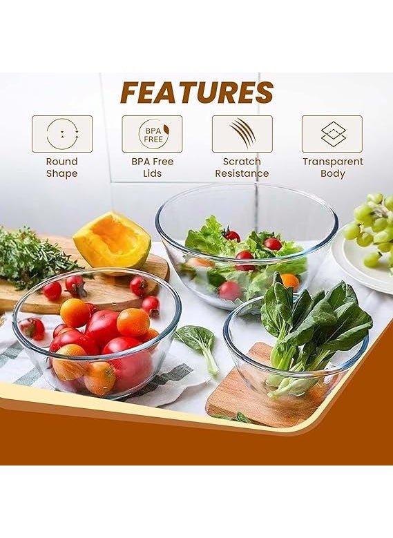 smart serve Smartserve Borosilicate Glass Mixing Bowl Set of 3 500ml 800ml 16L Oven Microwave Safe ScratchResistant Dishwasher Freezer Safe Versatile Durable Kitchen Serving Bowls  - Image 3