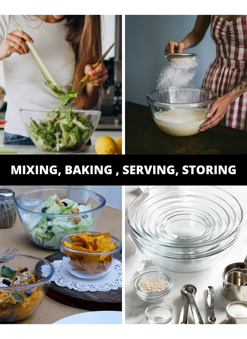 smart serve Smartserve Borosilicate Glass Mixing Bowl Set of 3 500ml 800ml 16L Oven Microwave Safe ScratchResistant Dishwasher Freezer Safe Versatile Durable Kitchen Serving Bowls  - Image 5