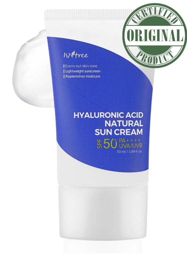 ايسنتري واقي الشمس ISNTREE Hyaluronic Acid Natural Suncream SPF50+ PA++++ بترطيب عميق وحماية يومية خفيفة - Image 1