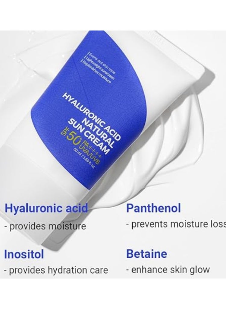 ايسنتري واقي الشمس ISNTREE Hyaluronic Acid Natural Suncream SPF50+ PA++++ بترطيب عميق وحماية يومية خفيفة - Image 3