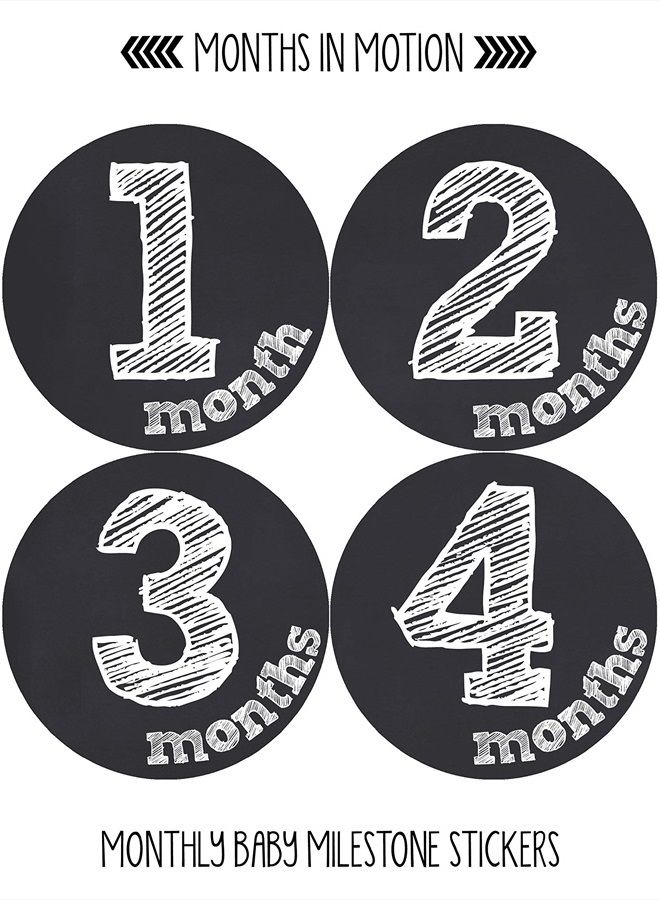 Months In Motion Gender Neutral Baby Month Stickers - Monthly Milestone Sticker for Boy or Girl - Infant Photo Prop for First Year - Shower Gift - Newborn Keepsakes - Unisex- Chalkboard - Image 2