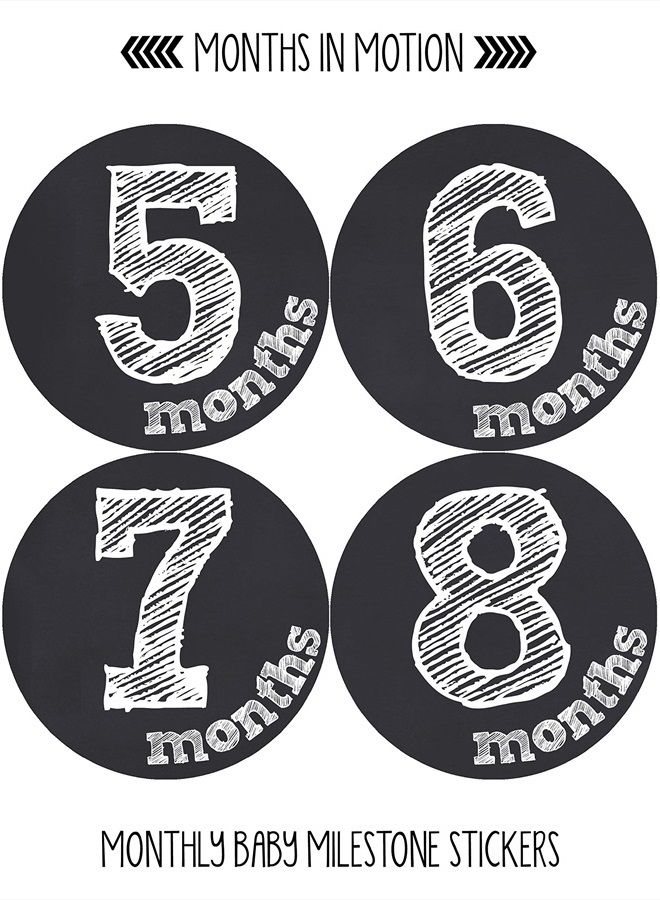Months In Motion Gender Neutral Baby Month Stickers - Monthly Milestone Sticker for Boy or Girl - Infant Photo Prop for First Year - Shower Gift - Newborn Keepsakes - Unisex- Chalkboard - Image 3